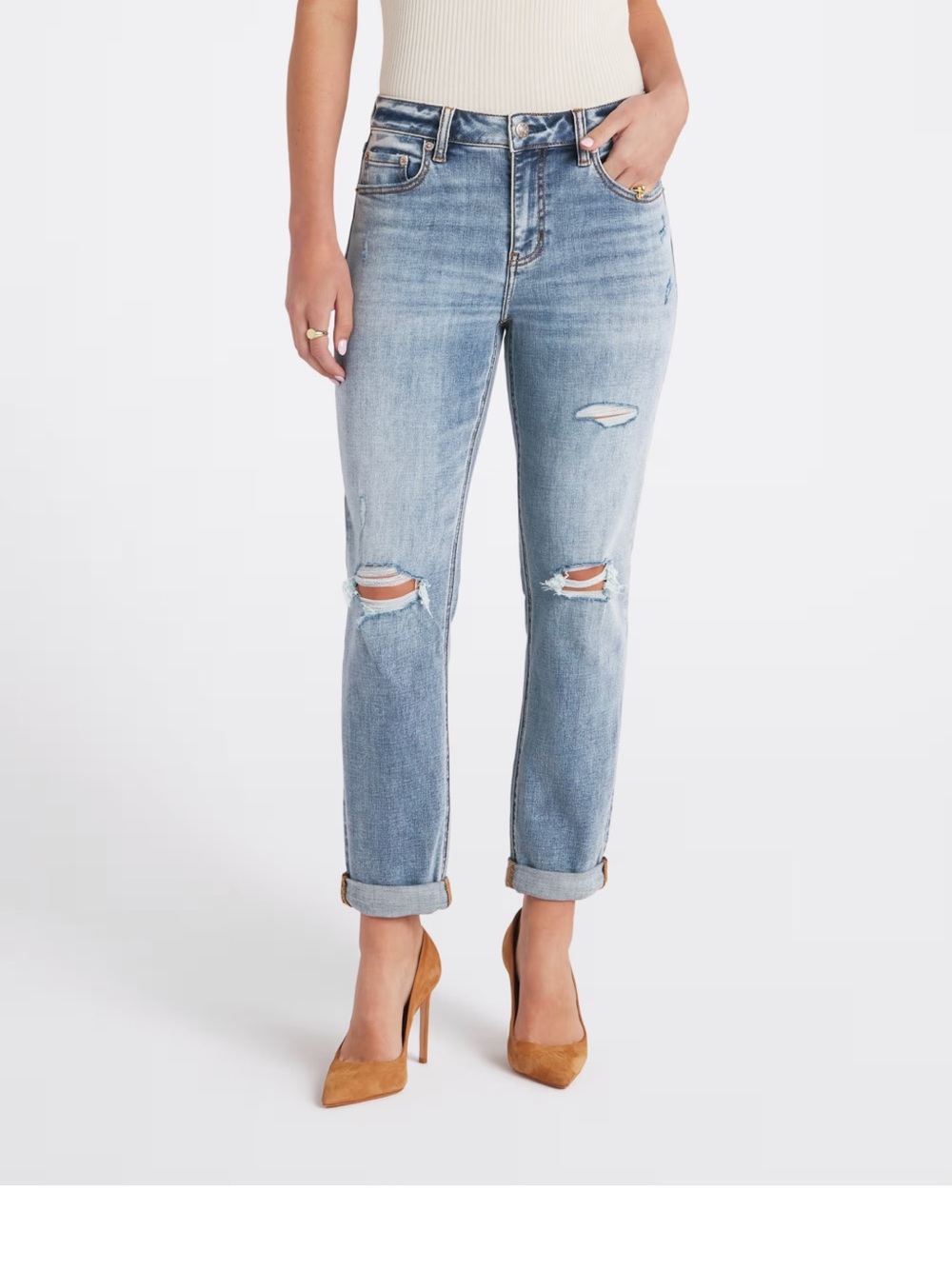 Daze Denim Original High Rise Mom Distressed Jean